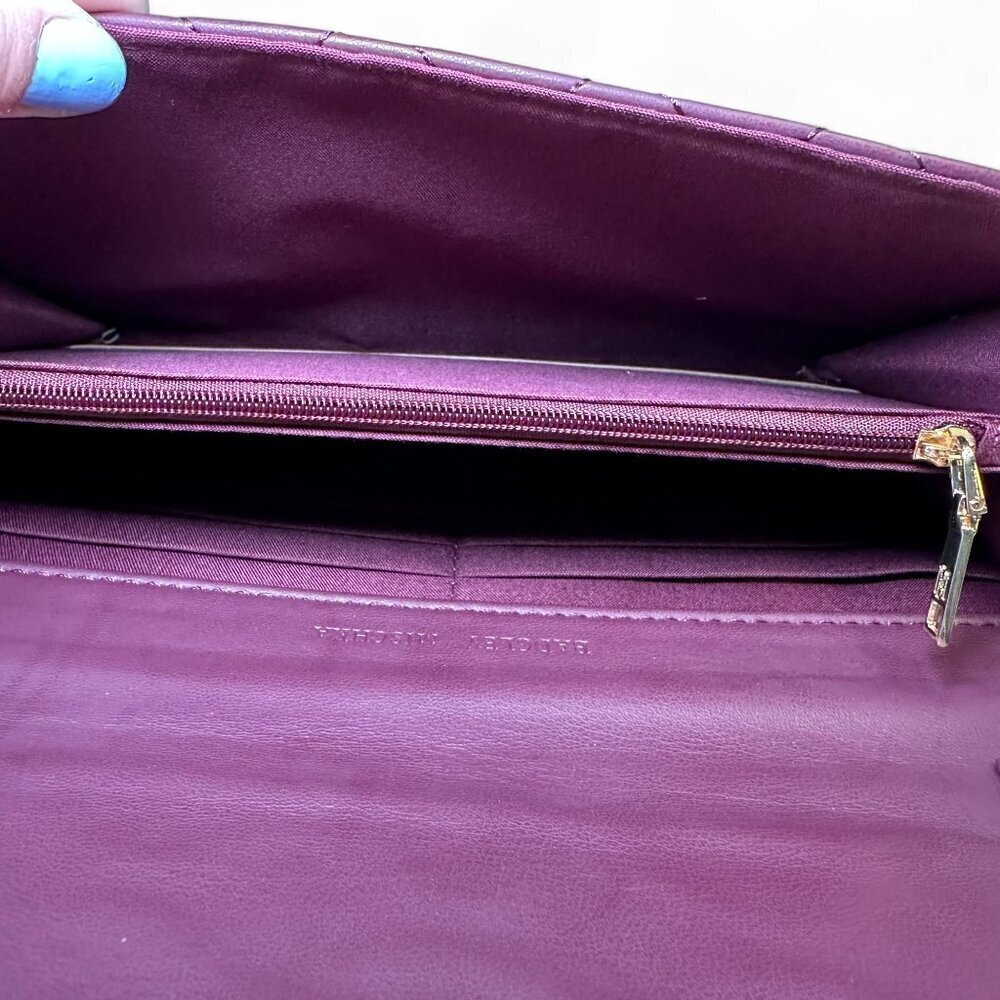 Badgley Mischka Diamond Quilt Convertible Crossbody - Plum/Burgundy - Picture 9 of 16